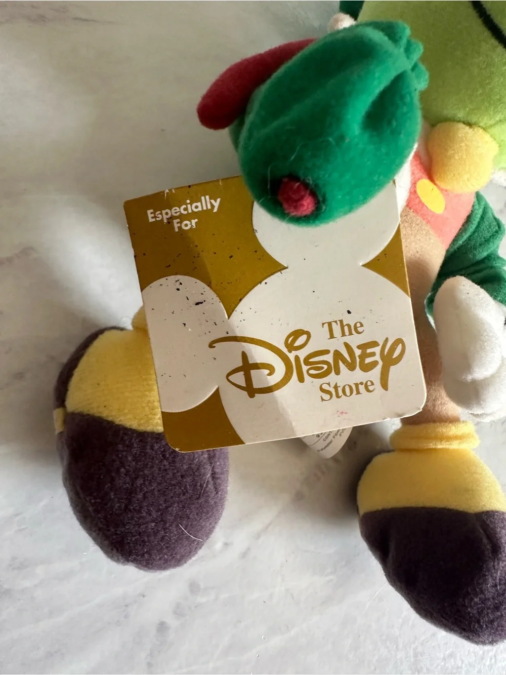 Vintage NWT Disney Store Jiminy Cricket Plush Stuffed Animal Toy 8” Pinocchio
